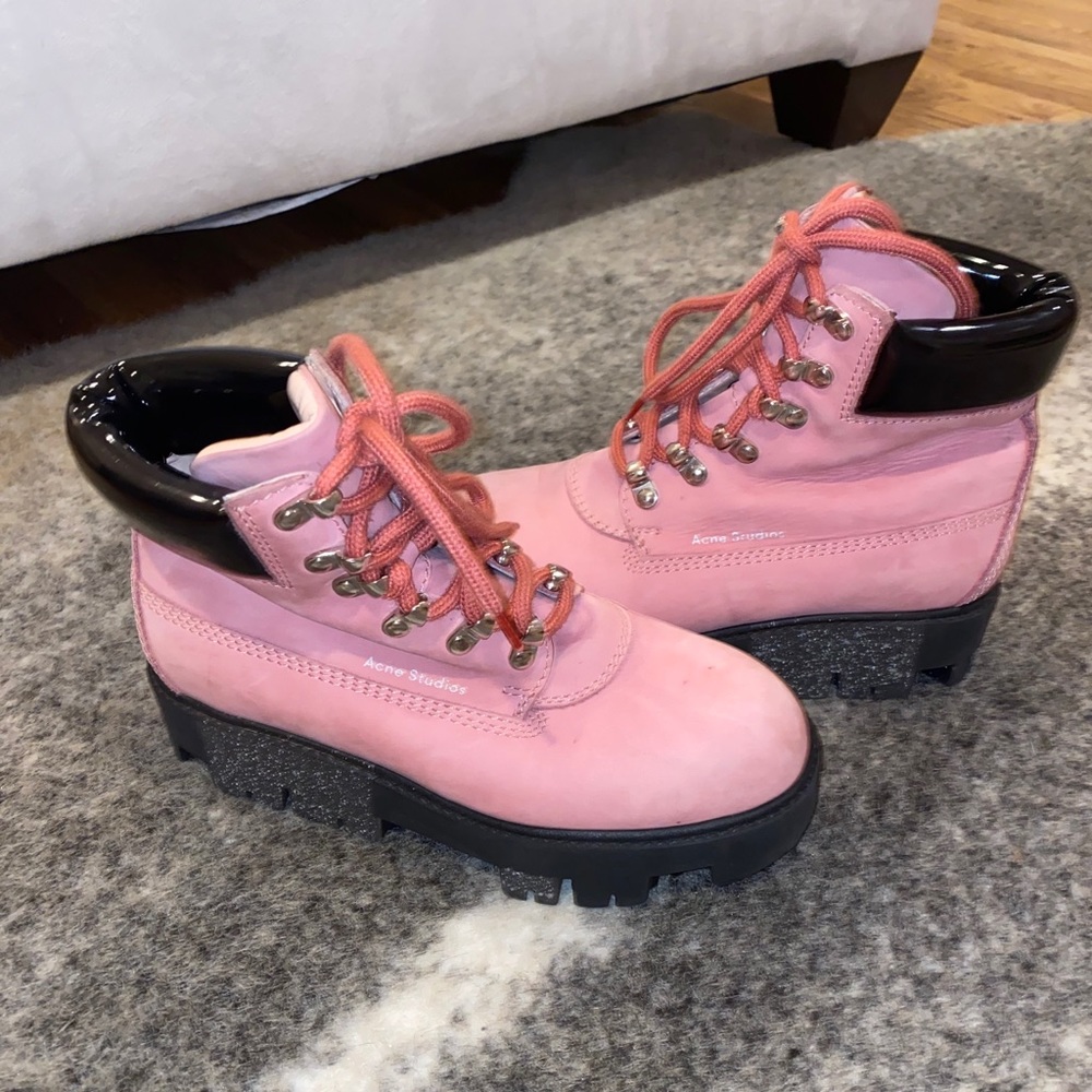 Acne Studios Baby Pink Telde hiking boots size 36